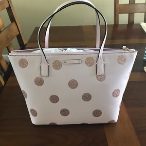 NWT small haven lane pink polka dot bag.